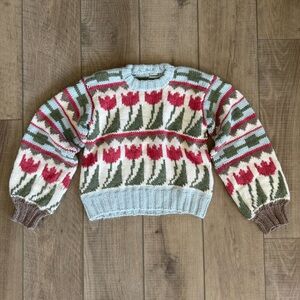 SOLD Children’s Tween Girls Hand Knit ✨ Vintage Boho Vibes ✨ Spring Tulip